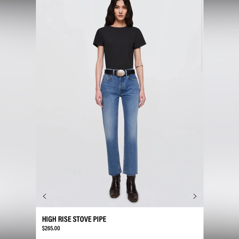 High Rise Stove Pipe Blue Jeans re/done denim casual classic winter $250 31